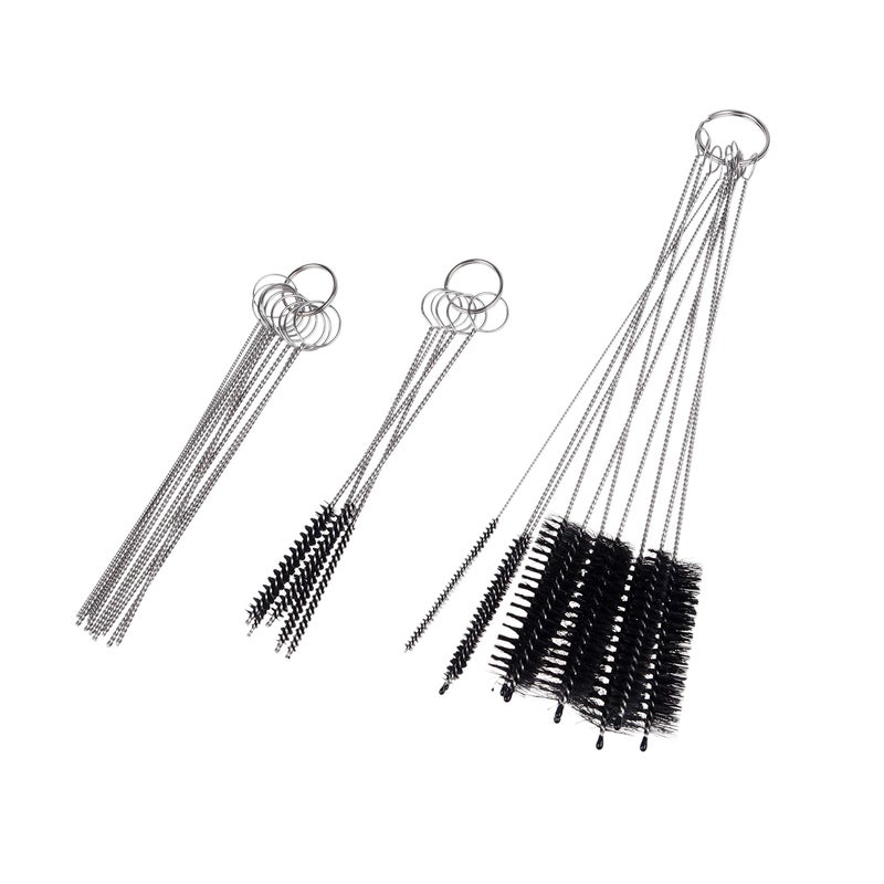 Kare Kind Set of 15 Cleaning Brushes and 10 Cleaning Needles - for Small Openings/Tubes/Pipes - for Example: Spray Paint Gun, Car/Motorcycle/Scooter Carburetor, Pet Feeding Bottle, Coffee Machine, etc. - Image 1